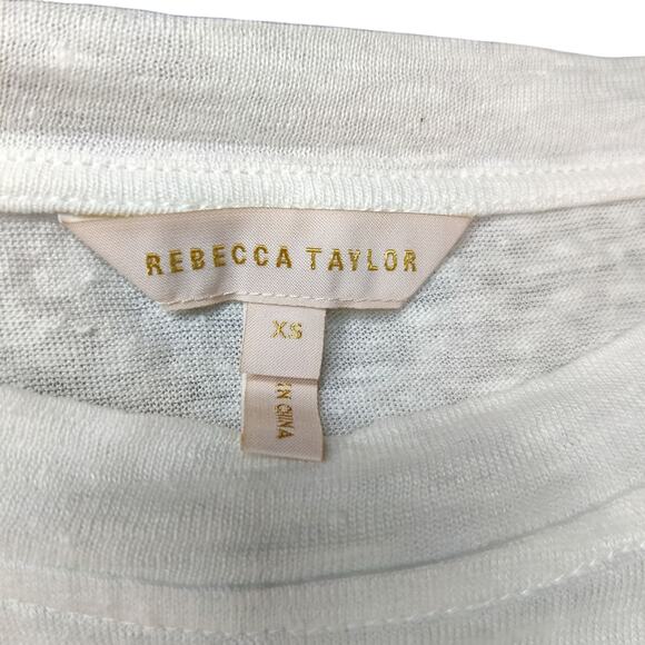 Rebecca Taylor Gauzy Linen Relaxed Short Sleeve T Shirt XS Quiet Luxury Minimal - Picture 7 of 10